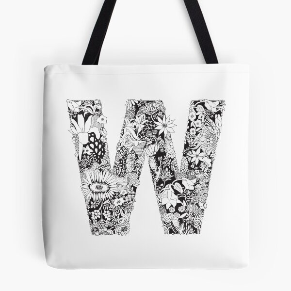 Item preview, Letter W | Black and white | Flower Pattern | Typography | Name art | Custom designed and sold by hayleylauren.
