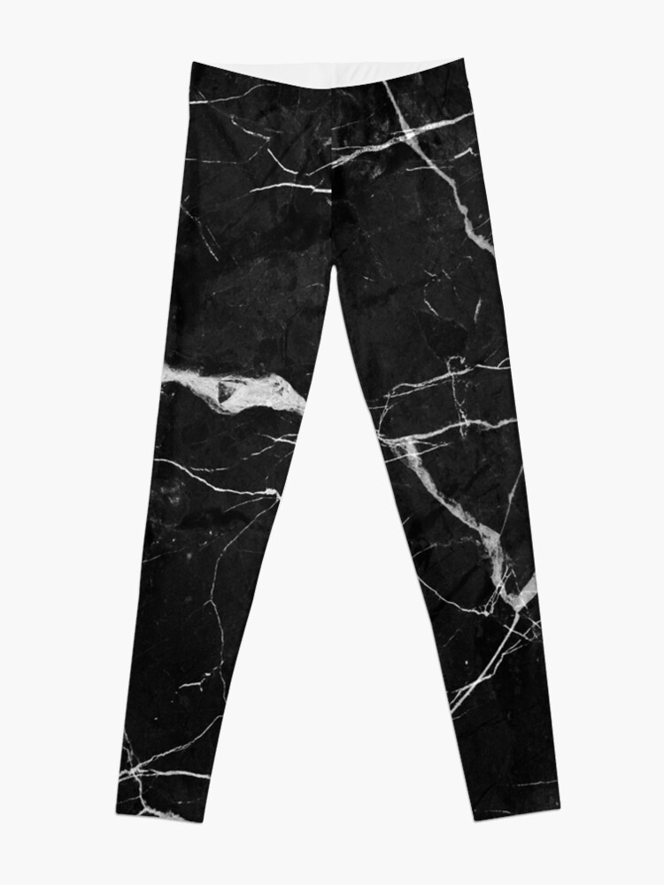 Disover Black Suede Marble With White Lightning Veins Leggings