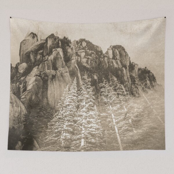 Item preview, Mountains and Forest - Vintage Sepia Fir Trees at the Peak designed and sold by artcascadia.