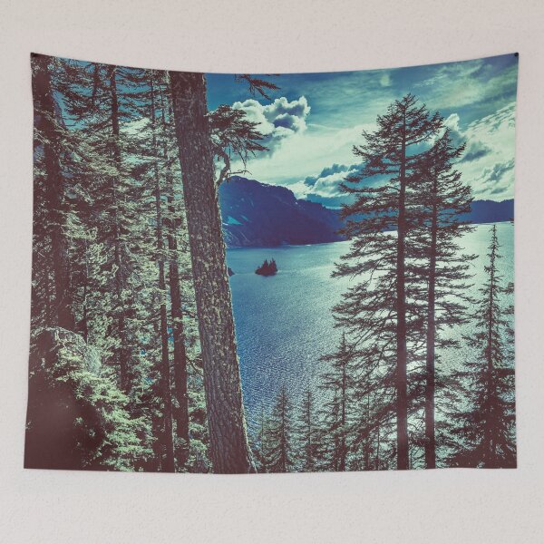 Item preview, Mountains Forest Lake Water - Phantom Ship Island at Crater Lake, Oregon designed and sold by artcascadia.