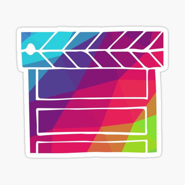 Cute and Colorful Film Play Video with Rainbow Polygon Color. Vector Illustration for Shirt, Sticker, Mug, Phone Covers and more. Sticker