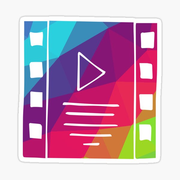 Cute and Colorful Film Play Video with Rainbow Polygon Color. Vector Illustration for Shirt, Sticker, Mug, Phone Covers and more. Sticker