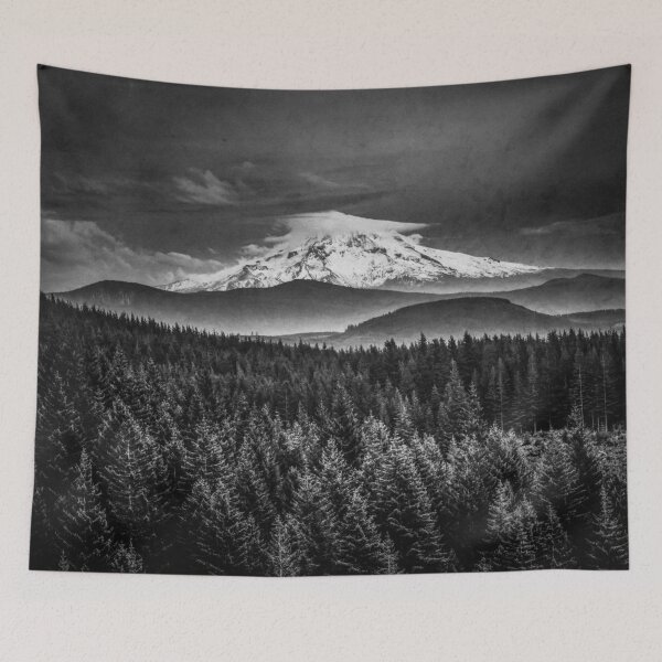 Item preview, Mountains and Forest - Black and White Mt Hood with Forest designed and sold by artcascadia.
