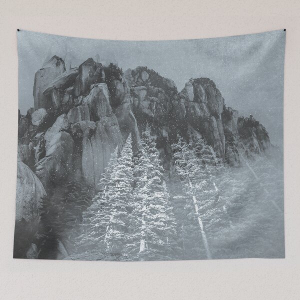 Item preview, Mountains and Forest - Black and White Trees at the Peak designed and sold by artcascadia.