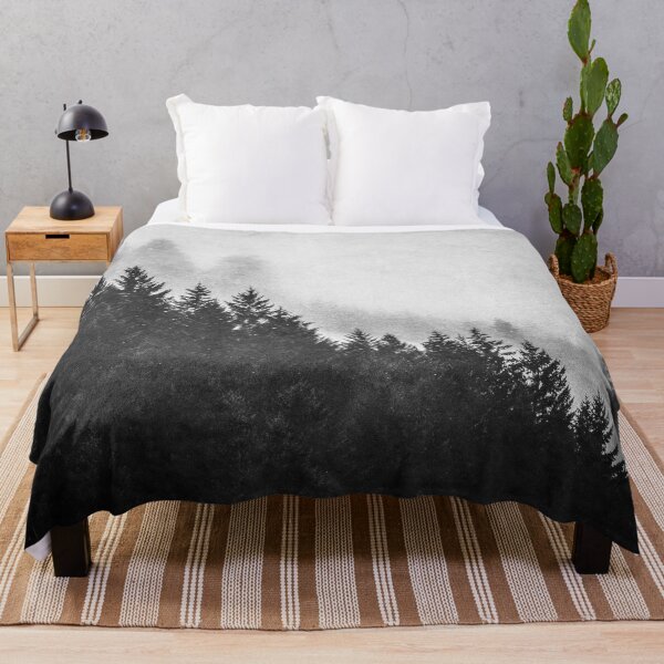 Item preview, Fog Forest - Black and White Mountain Trees designed and sold by artcascadia.