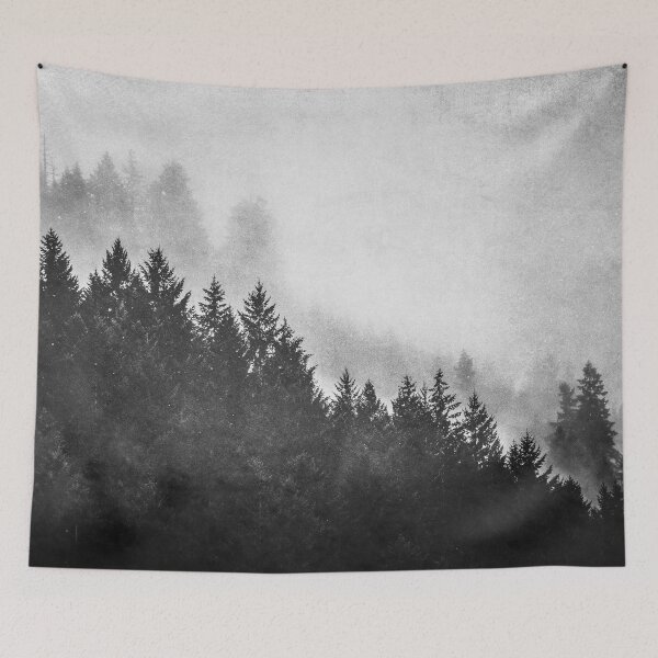 Item preview, Fog Forest - Black and White Mountain Trees designed and sold by artcascadia.