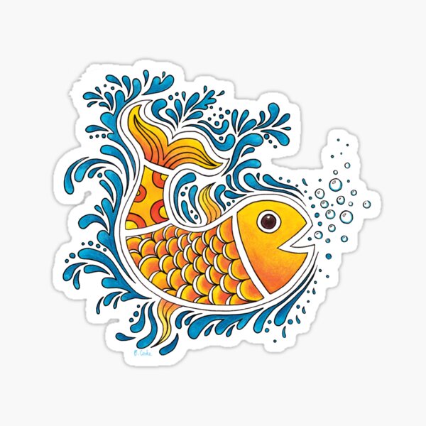 Orange Fish Sticker