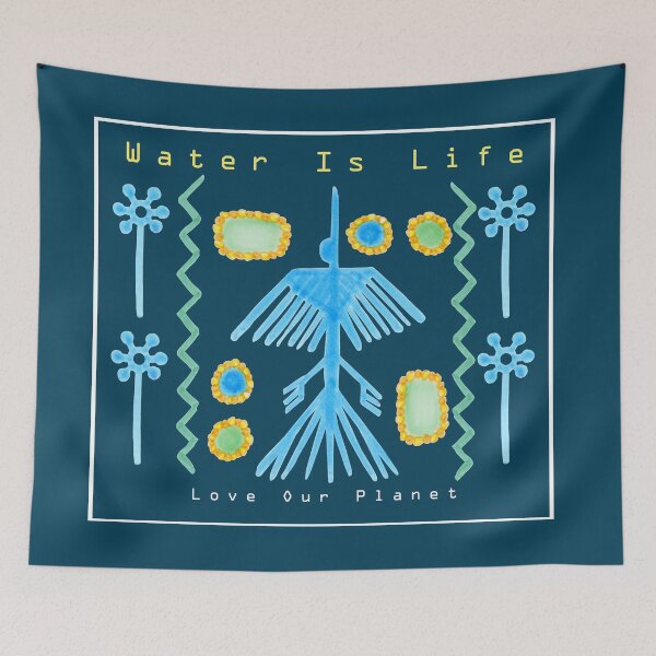 Item preview, Water is Life - Love our Planet Peruvian Crane Guardian designed and sold by tinaschofield.