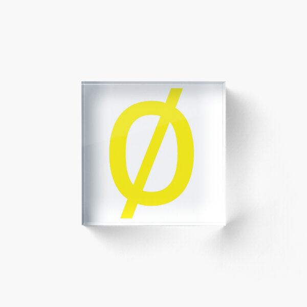 Empty Set - Unicode Character “∅” (U+2205) Yellow Acrylic Block