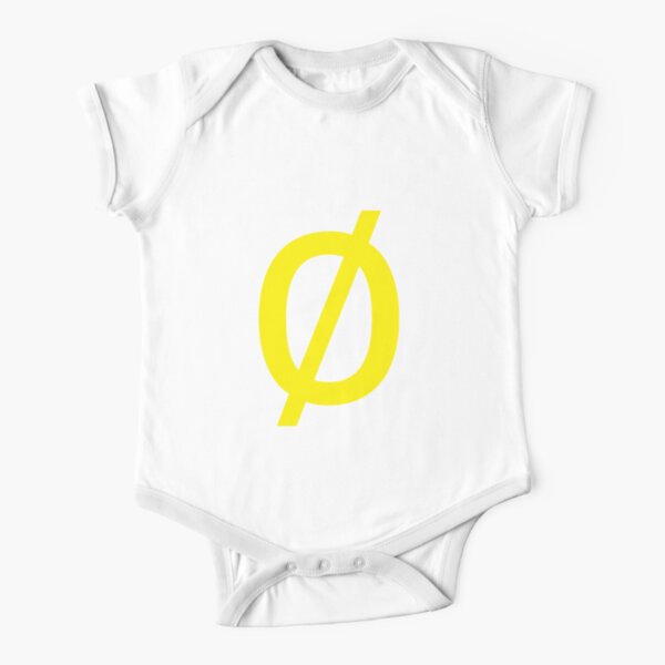 Empty Set - Unicode Character “∅” (U+2205) Yellow Short Sleeve Baby One-Piece