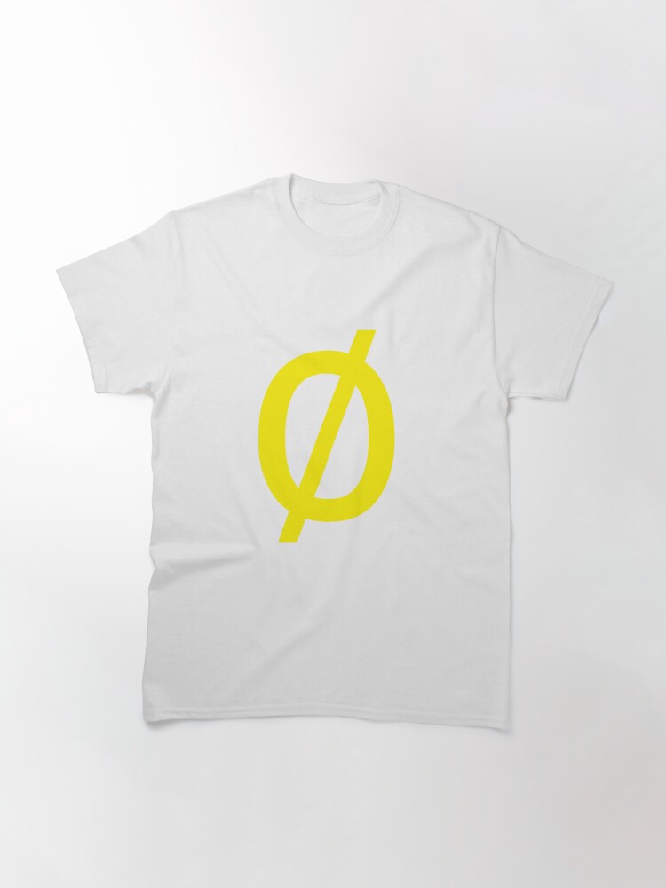 Alternate view of Empty Set - Unicode Character “∅” (U+2205) Yellow Classic T-Shirt
