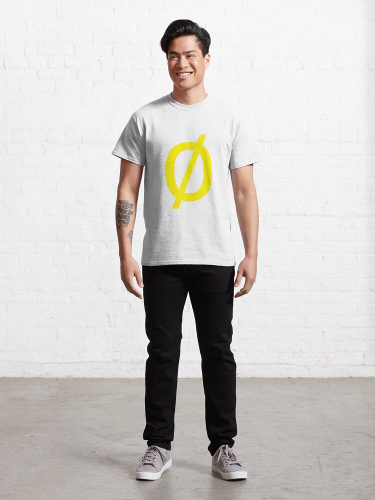 Alternate view of Empty Set - Unicode Character “∅” (U+2205) Yellow Classic T-Shirt