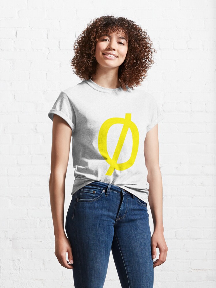 Alternate view of Empty Set - Unicode Character “∅” (U+2205) Yellow Classic T-Shirt