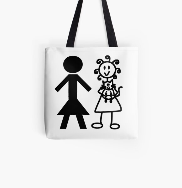 The Girl with the Curly Hair Holding Cat and NT Woman - White All Over Print Tote Bag