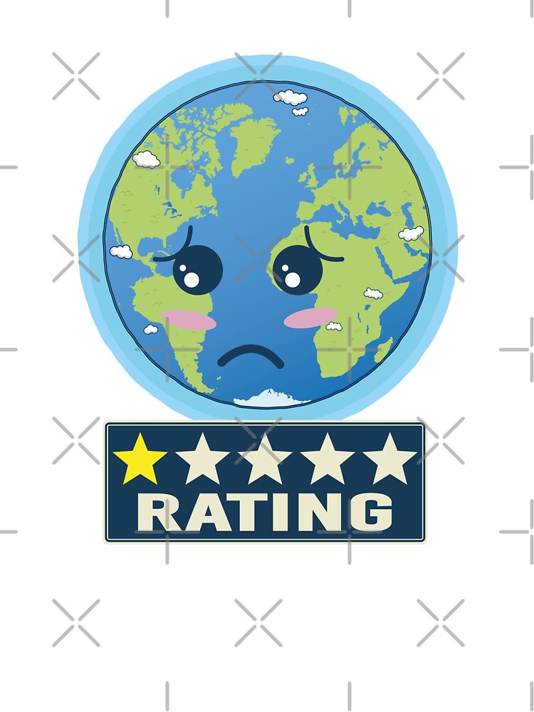 Sad cartoon Earth upset about the one-star rating