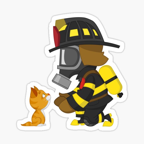 Firefighter rescues kitten Sticker