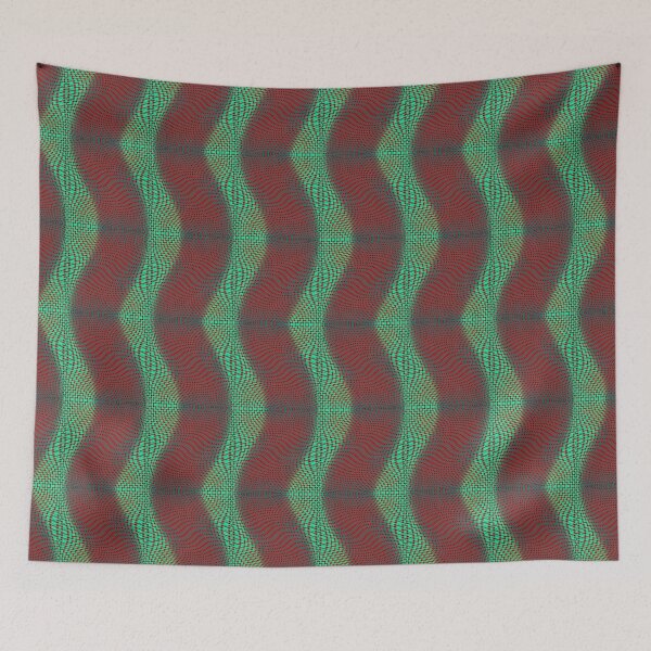 Item preview, Green curves under crooked red shapes designed and sold by ShapesColors.