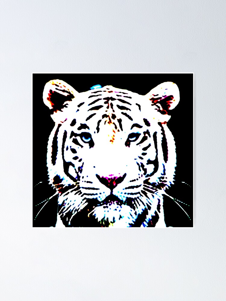 "Black and white tiger" Poster by AsKartongs Redbubble