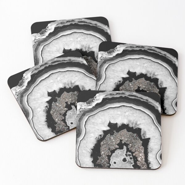 Item preview, Gray Black White Agate with Silver Glam #2 (Photo of Glitter Only - Not Reflective) designed and sold by Anita's & Bella's Art.