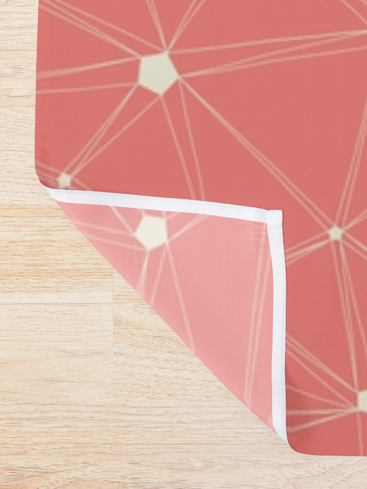 Alternate view of Pentagon grid coral Shower Curtain
