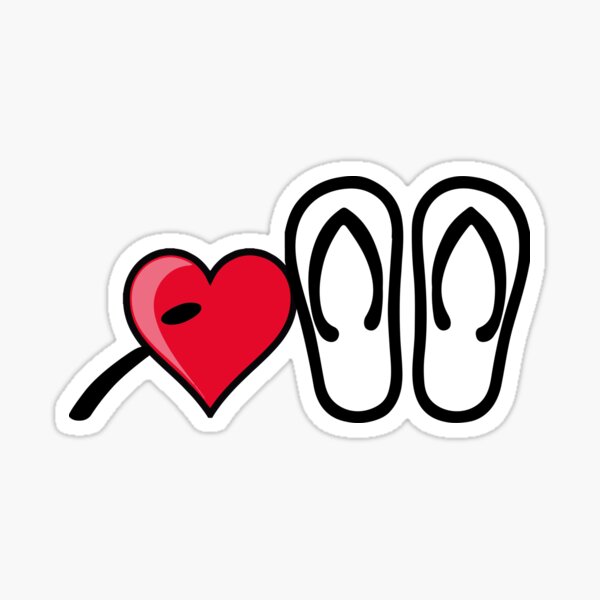 I heart I love flip flops sandals Sticker
