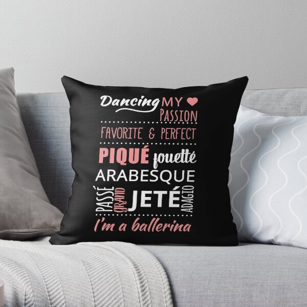 eBrush Design Dance Gifts Danse et Lettres-Dance and Ballet Throw Pillow Multicolor 18x18 