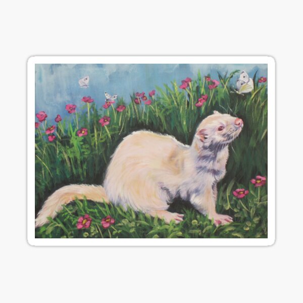 Albino Ferret Fine Art Painting Sticker