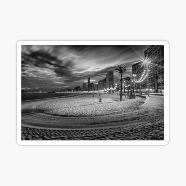 Playa de Benidorm Levante en la noche Pegatina