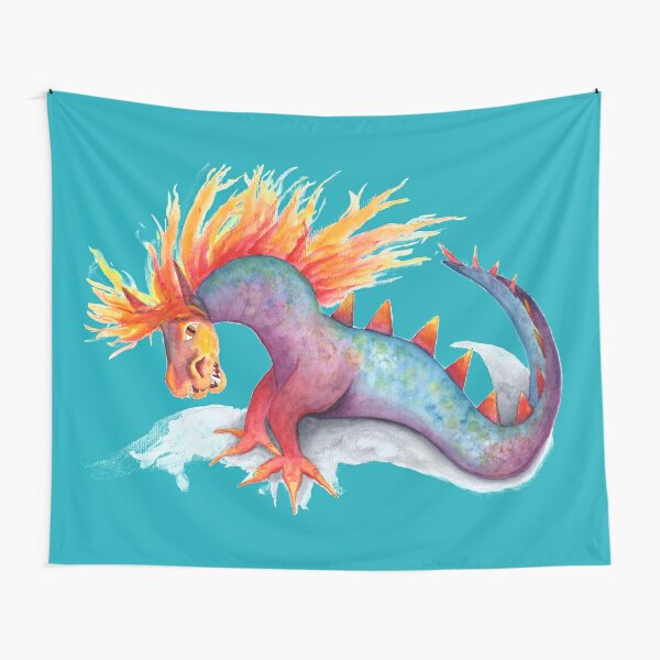 Rainbow dragon snake watercolor Tapestry