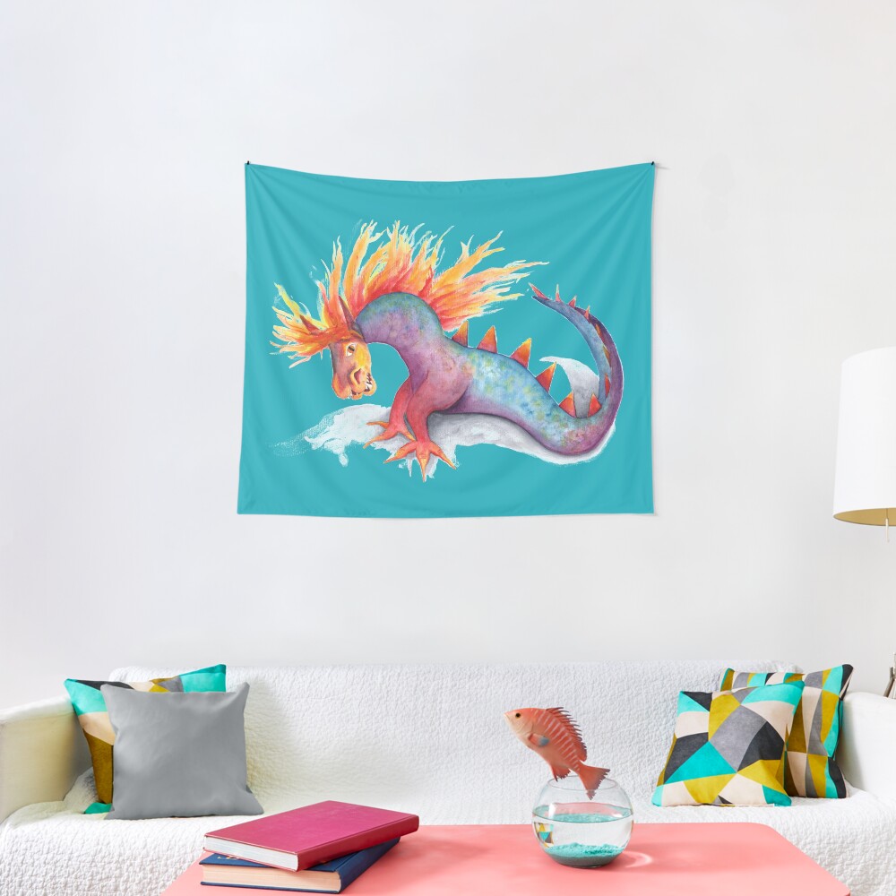 Rainbow dragon snake watercolor Tapestry