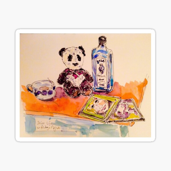Panda with gin on Friday night Sticker