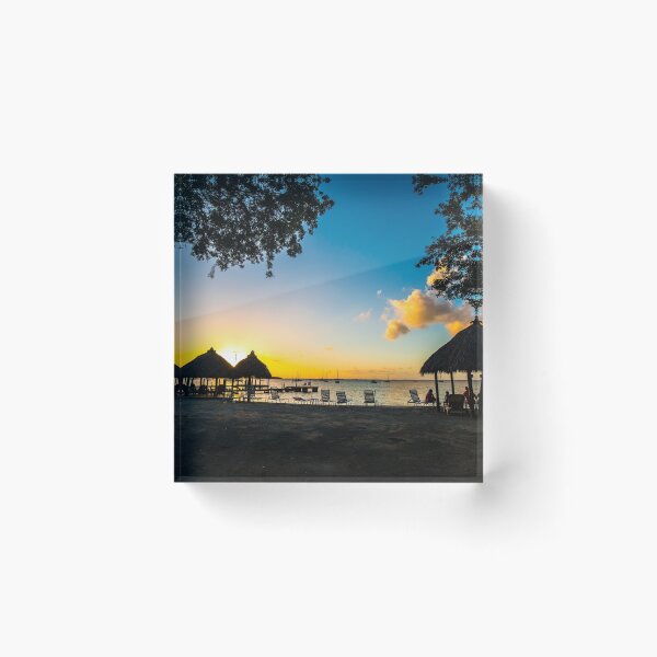 Item preview, Key Largo sunset with tiki huts designed and sold by fineartbyK.