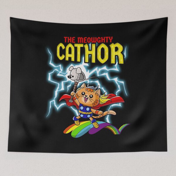 Item preview, Cat Thor mighty Cat lightning Caped Kitty comic designed and sold by AlteregoShop.