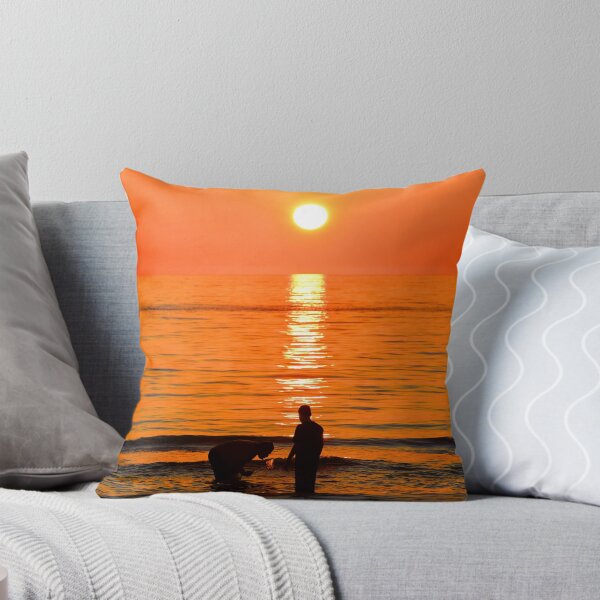 Item preview, orange sunset ocean with two people designed and sold by fineartbyK.
