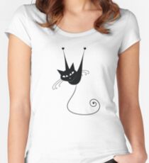 Black cat silhouette Women's Fitted Scoop T-Shirt