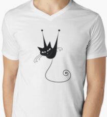 Black cat silhouette Men's V-Neck T-Shirt