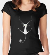 White cat silhouette Women's Fitted Scoop T-Shirt