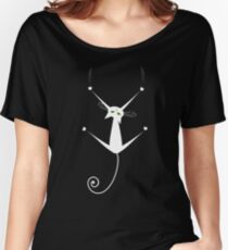 White cat silhouette Women's Relaxed Fit T-Shirt
