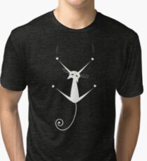 White cat silhouette Tri-blend T-Shirt