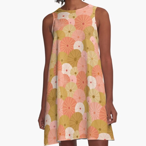 Sea Urchins in Gold + Coral A-Line Dress