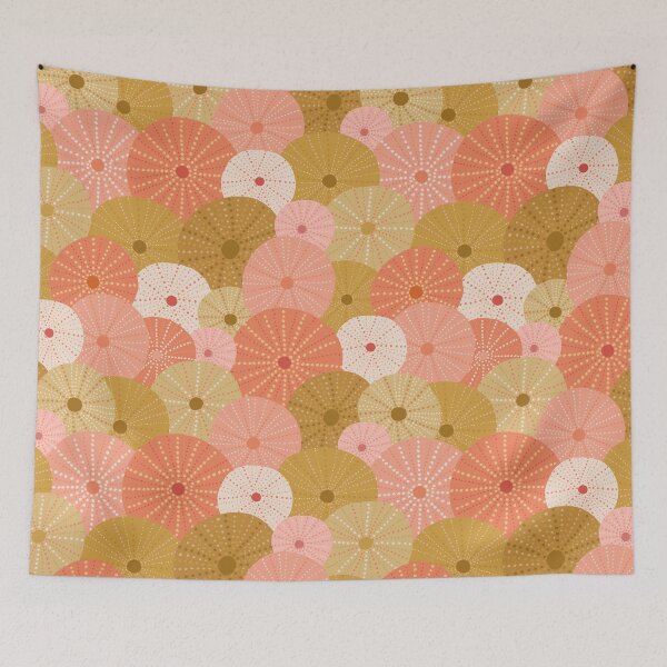 Item preview, Sea Urchins in Gold + Coral designed and sold by latheandquill.
