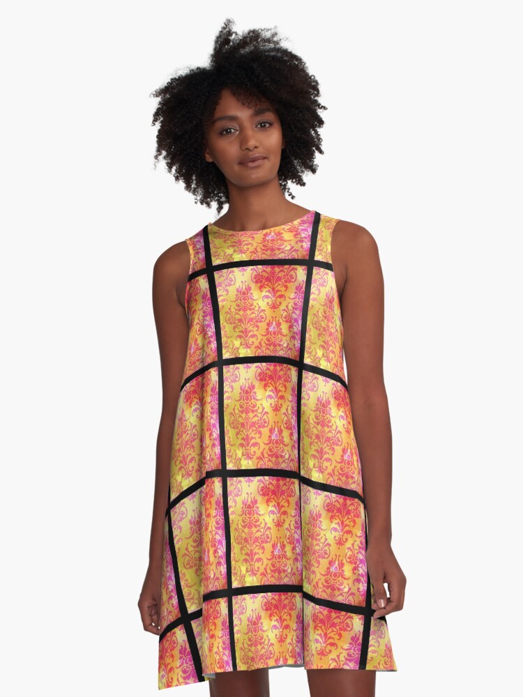 Thumbnail 1 of 4, A-Line Dress, VV2X Print-3 designed and sold by kinkatstyle.