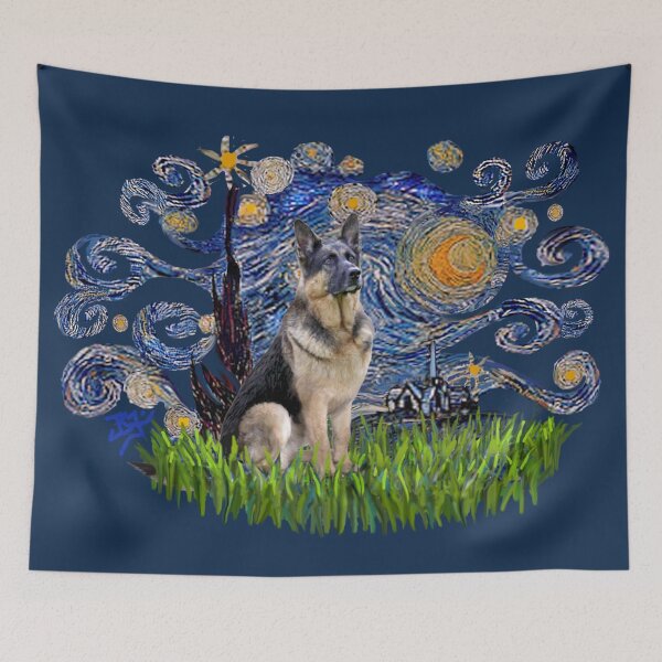 Item preview, Starry Night Free Form & German Shepherd #2 designed and sold by JeanBFitzgerald.