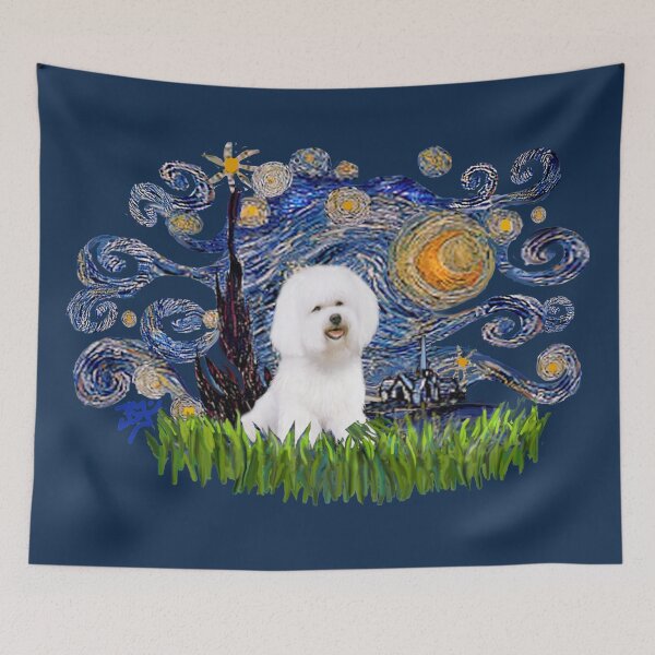 Item preview, Starry Night Free Form with a Bichon Frise designed and sold by JeanBFitzgerald.