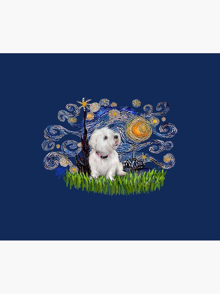 Starry Night Free Form With A Maltese Duvet Cover By