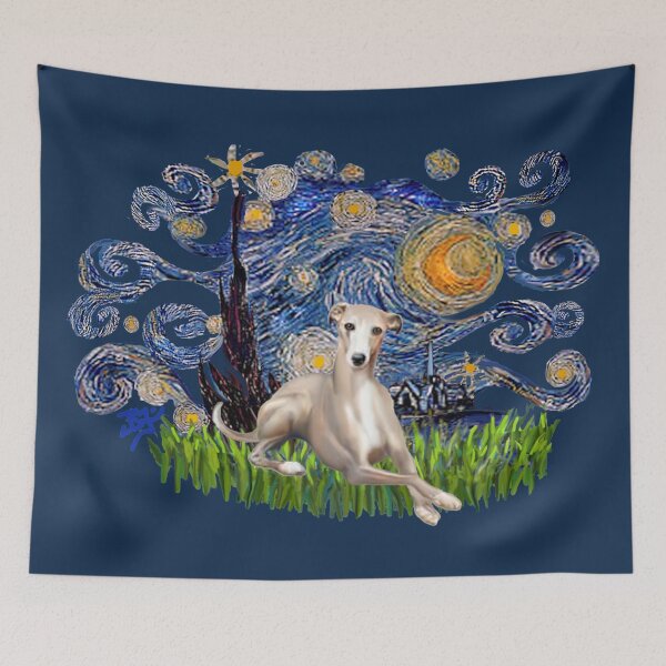 Item preview, Starry Night Free Form with a Fawn Whippet (lying down) designed and sold by JeanBFitzgerald.