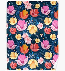 pattern of flowers tulips Poster