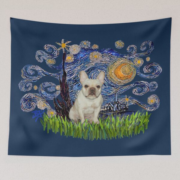 Item preview, Starry Night Free Form with a French Bulldog (#1) designed and sold by JeanBFitzgerald.