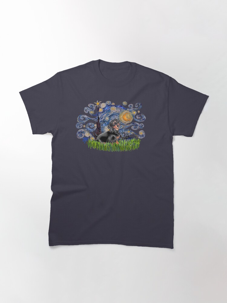 Alternate view of Starry Night Free Form with a Black & Tan Dachshund Classic T-Shirt