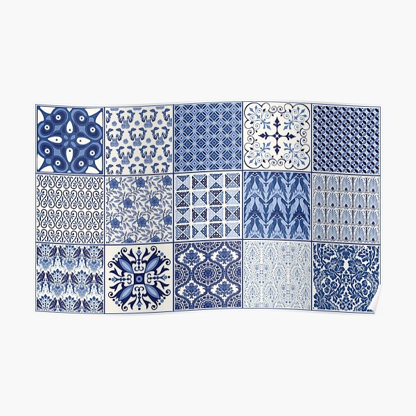 Blue Quilt Blocks Poster